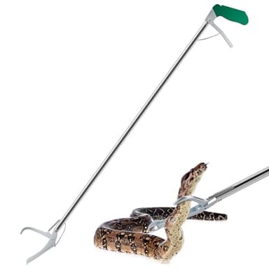 60“ Professional Snake Tongs - Extra Long Heavy Duty Snake Catcher Tongs Grabber Rattle Wide Jaw Handling Tool