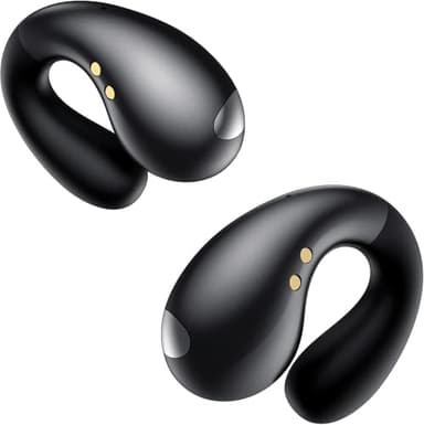 Boytond Ultra Ergonomic Clip-On Open Earbuds, Bone Conduction Over-The-Ear Headphones with Waterproof Design and Secure Fit for Small Ears, Obsidian Black