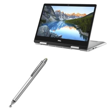 BoxWave Stylus Pen Compatible with Dell Inspiron 14 5000 2-in-1 (14 in) - DualTip Capacitive Stylus, Fiber Tip Disc Tip Capacitive Stylus Pen - Metallic Silver