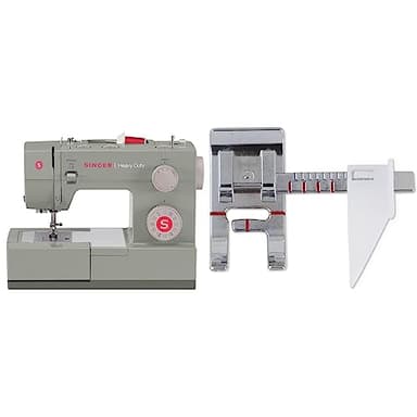 SINGER | Heavy Duty 4452 Sewing Machine, Gray & Sew Easy Foot, Sew perfectly straight lines with ease, Includes Ruler with Adjustable Guide to set seam allowance, Beautiful Topstitching