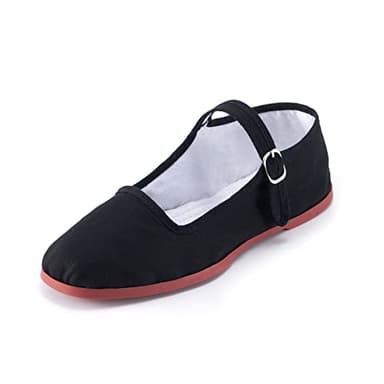 SAEEKO Womens Classic China Flats, Casual China Doll Shoes, Cotton Mary Janes, Chinese Tai Chi Shoes, Cute Cloth Summer Slippers, Black, 9.5