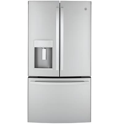 GE GYE22GYNFS 36" French Door Counter Depth Refrigerator with 22.1 cu. ft. Total Capacity Space Saving Ice Maker Showcase LED Lighting in Stainless Steel