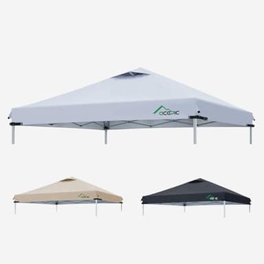 10x10 Adjustable Canopy Replacement Top with Air Vent, Waterproof Canopy Cover, UV Protection Tent Roof for Outdoor Patio Events, Fits Straight Leg Frames (White，Top Only)