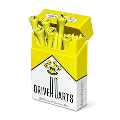 Driver Darts by P*ss Missile, Premium Bamboo Golf Tees | 18 Count, 83mm (3.25") Wooden Tees | Iconic Packaging and Cool Organization | Funny Golf Accessory for Golfers