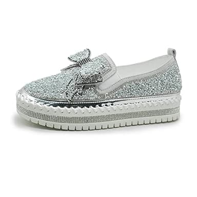 N AB Women's Casual Fashion Platform Rhinestones Glitter Slip On Sneakers Cute 9.5