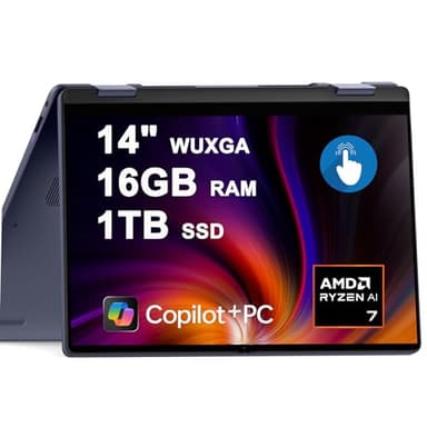 Dell Inspiron 14 Plus 2-in-1 Laptop 14" WUXGA Touch AMD 8-core Ryzen AI 7 350 Up to 50 Tops (>i7-12700H) 16GB RAM 1TB SSD Backlit for Creator Business Professional Win11 Copilot+ AI