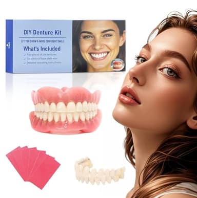 DIY Denture Kit: Complete Set of Upper and Lower Fake Teeth for Your Home Smile Makeover-PP03