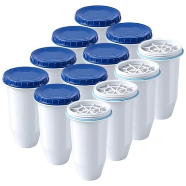 Recogwood 0 TDS Water Filter Replacement for Zero Pitcher & Dispenser | Upgraded 6-Stage Filtration | Removes 99.9% of Lead, Chromium, PFOA/PFOS | Compatible with ZR-001, ZR-004, ZR-017 | 12-Pack
