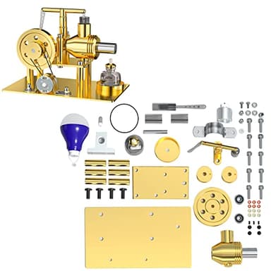 Fundiyengdi Hot Air Stirling Engine Model Kit, DIY Metal Balance Stirling Steam Engine Model That Works, Mechanical Electricity Power Generator Model Learning Physics Model