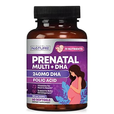 Prenatal Vitamins for Women - Multivitamin with DHA, Folic Acid, Vitamin C, B12, Iron & Omega-3 - Before, During & Post Pregnancy Supplement for Healthy Growth & Brain Development - 60 Softgels