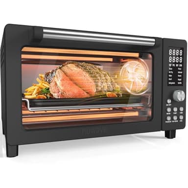 Nuwave Bravo Pro Smart Air Fryer Toaster Oven Combo, Airfryer Convection Oven Countertop, 10-in-1 Functions with Quicker & Even Crisp Technology, 1800W, 50-450°F, PFAS-Free, 21QT, Black