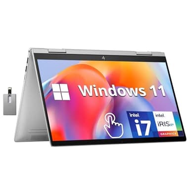HP Envy x360 2-in-1 14" FHD Touchscreen Laptop, Intel i7-1355U, 16GB RAM, 1TB SSD, Backlit Keyboard, 5MP Camera, Fingerprint Reader, Iris Xe Graphics, Wi-Fi 6E, Windows 11, Silver, 32GB USB Card