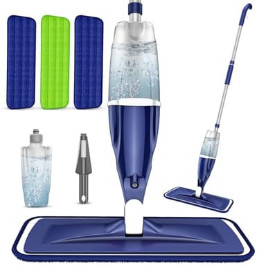 Microfiber Spray Mop for Floors Cleaning: Wet Dry Hardwood Floor Mops with 3 Washable Reusable Pads for Swiffer Powermop - Flat Mop with Sprayer for Tile Wood Laminate Vinyl Marble