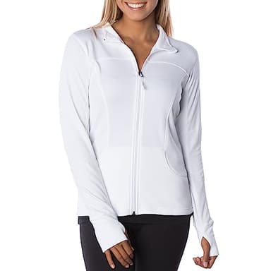 Global Blank Define Jacket Womens Athletic Jackets for Workout, Scrub and Gym Jackets Women, White, X-Large