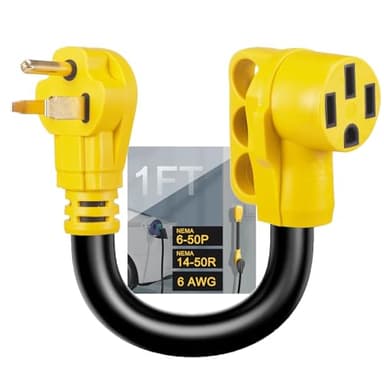 Suplevel NEMA 6-50P to 14-50R EV Charger Adapter Cord, STW 6AWG 50 Amp 240V/250 Volts, 3-Prong Welder Plug to 4-Prong EV Charger Connector, for Tesla or EVSE Level 2 Charging, NOT for RV, ETL Listed