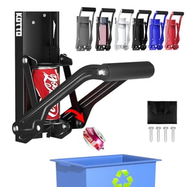 Kotto Can Crusher - Wall Mounted Can Crushers for Recycling - with Auto-Drop System -Built-in Bottle Opener-Crushes 8-16oz Cans-Includes Kitchen Storage Bag-Heavy Duty Can Crusher for Home Use-Black
