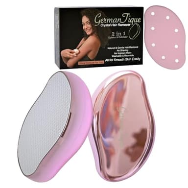 Germantique Crystal Hair Eraser,Natural Crystal Hair Remover,Reusable Painless Nano Glass Hair Removal Device Without Shaver,Gentle Crystal Epilator and Exfoliator for Soft Silky Skin(Light Pink)
