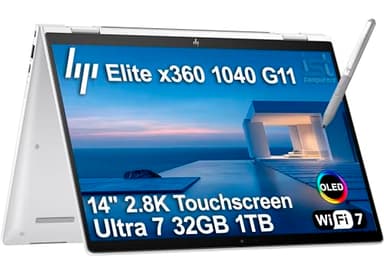 HP EliteBook x360 1040 G11 14" 2-in-1 Touchscreen Laptop (Intel Ultra 7 155H, 32GB RAM, 1TB SSD, 2.8K QHD OLED) Business AI PC, Elite X Flip G1i, Backlit, FP, IR Webcam, Rechargeable Pen, Win 11 Pro
