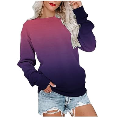 Ceboyel Long Sleeve Shirts for Women Crewneck Sweatshirt Pullover Casual Long Sleeve Tops Trendy Loose Fit Fall Clothing 2023 Trendy Hoodies for Women 2023 Wine M