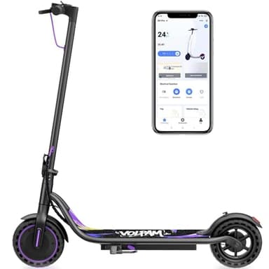 VOLPAM Electric Scooter for Adults, Max Speed 19/10MPH, Up to 28/21/16/10 Miles Range, 350/250W Motor Adult E-Scooter, Foldable Scooter with Dual Braking, Smart APP（Purple-Black）