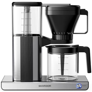 SHARDOR 8-Cup Drip Coffee Maker with Reusable Filter and Glass Coffee Pot，Black and Sliver