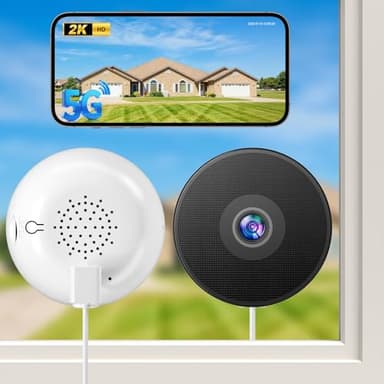 Noaheye Window Camera No-Drill 2K Ultra HD Window Security Camera with 5G/2.4G WiFi, Enhanced Night Vision, AI Human Detection, Easy Glass Mount for Apartment, Condo, and Home Outdoor View