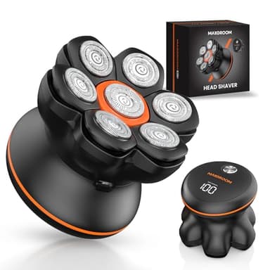 MAXGROOM® Head Shaver for Bald Men, Waterproof Electric Razor with 7D Floating Heads, Close Smooth Shave, Magnetic Detachable Blades, Long Battery Life, Dual-Speed Power, Wet/Dry Shave, Gifts for Men