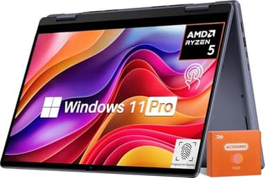 Dell inspiron 14 2-in-1 Laptop, AMD R5 8640HS (Up to 4.9 GHz), 14" Full HD+ Touch Screen, Radeon Graphics, 32 GB DDR5, 1 TB SSD, Fingerprint, Microsoft Copilot, Windows 11 Pro w/RH-Accessories