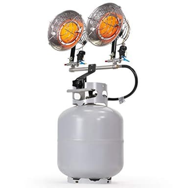 XtremepowerUS 30,000 BTU Propane Tanktop Heater Infrared Dual Burner Safety Shut-Off Valve, Tip-Over Switch for Garage, Camping, Hunting Double Burner