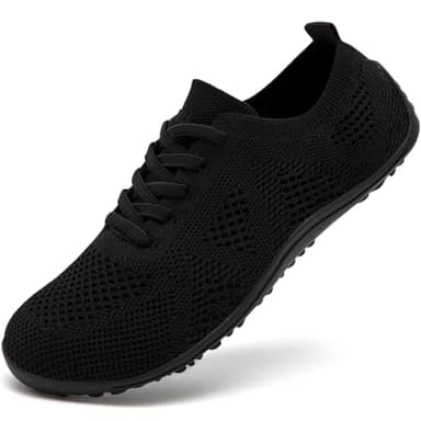 DLWKIPV Women's Barefoot Shoes Walking Sports Zero Drop Sole Running Casual Sneakers Slip On Breathable Soft Fashion House Shoes All_Black Size US 8.5