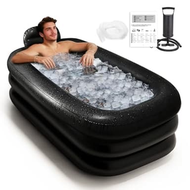 Inflatoast Portable Bathtub for Adults with Cover - Ice Bath & Hot Tub for Athletes Recovery, Home SPA - Large Inflatable Bathtub 62.2x37.4x17.72in, Includes Pump, Easy Inflate & Drain