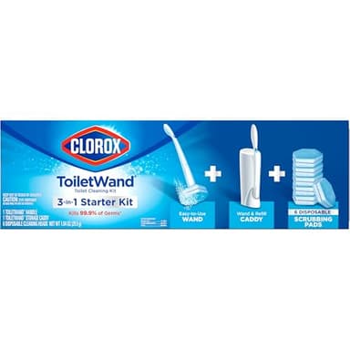Clorox ToiletWand Toilet Cleaning Kit, ToiletWand, Caddy and 6 Refills, Pack of 6 (Pack May Vary)