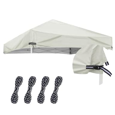 10x10 Adjustable Pop Up Canopy Replacement Top - Heavy Duty Canopy Tent Cover, with Waterproof Silver Coated, for Outdoor Garden Picnic Camping Sun Protective Shade, White (Top Only)