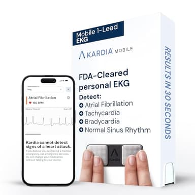 KardiaMobile 1-Lead EKG Monitor, Medical-Grade FDA-Cleared Personal Heart Monitor, Detects Normal, AFib & Arrhythmias, Unlimited Recordings, 30 Second Results, Works with most Smartphones, Pocket-size