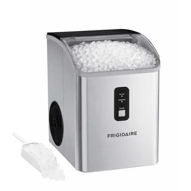 Frigidaire Countertop Crunchy Chewable Nugget Ice Maker, Compact, 33lbs per Day, Metallic Finish