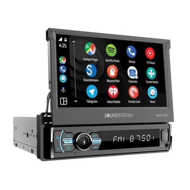 Soundstream VRCA1-78W 7 Inch Flip Out Car Stereo with Wireless Apple CarPlay & Android Auto, Single DIN Touchscreen Bluetooth Car Radio, Backup Camera Support, USB/SD, AM/FM, Hands-Free Calling