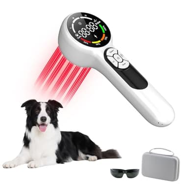16*650nm & 8*808nm Cold Laser Therapy Device for Dog Cat, 5200mAh Portable Near Red Light Laser Therapy with Protective Cover, Puppy LLLT Pet Treatment Machine for Muscle Pain Relief & Improve Healing