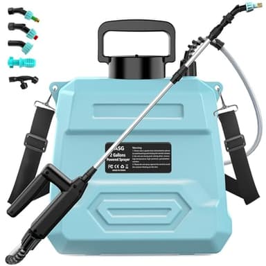 Battery Powered Garden Sprayer 2 Gallon, 7.4V Powerful Electric Sprayer, Weed Yard Lawn Sprayers with 5 Mist Nozzles & Retractable Wand & Adjustable Strap for Lawn, Garden, Yard