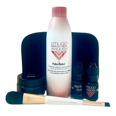Vitiligo Vanquish Cosmetic Camouflage Kit by Fake Bake Liquid Concealer, Long Lasting Natural Color Customization Eliminates Appearance of Skin Depigmentation For Women & Men - Cover Lasts For Days