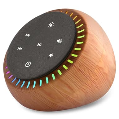 DreamSky Sound Machine for Sleep, White Noise for Sleeping Adults & Baby, Brown Noise Fan for Office Privacy & Noise Canceling, 26 Sounds & RGB Light, USB-C Powered for Home Travel, Wood Grain