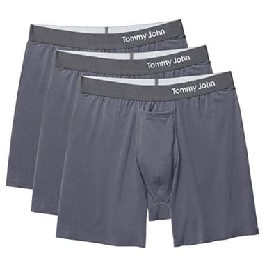 Tommy John Men's Supima Cool Cotton Relaxed Fit Boxers - 3 Pack - No Ride-Up Comfortable Breathable Underwear for Men, Iron Grey, Large