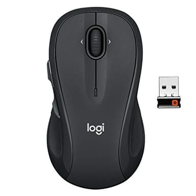 Logitech M510 Wireless Mouse, 2.4 GHz with USB Unifying Receiver, 1000 DPI Laser-Grade Tracking, 7-Buttons, 24-Months Battery Life, PC/Mac/Laptop - Graphite
