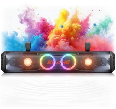 Ehaho 26 Inch 6 Speaker UTV Sound Bar, Bluetooth Golf Cart Speakers [Color Changing RGB & Strobe Light] IP66 Waterproof ATV Speaker System, SXS SoundBar Compatible with Polaris RZR CFmoto Can-Am