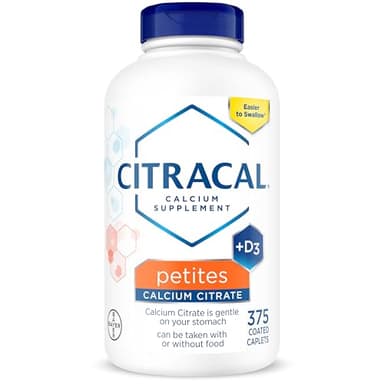 Citracal Petites- Calcium Citrate with Vitamin D3, Bone Health Support, Calcium Supplement for Ages 12+, 375 Count (Packaging May Vary)