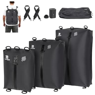 ESCRODOI 3 Pack Vacuum Bags for Travel with Pump, 3-Size Set Reusable Vacuum Compression Bags for Luggage, Space Saver IP67 Waterproof Vacuum Packing Cubes for Suitcase&Backpack, Black