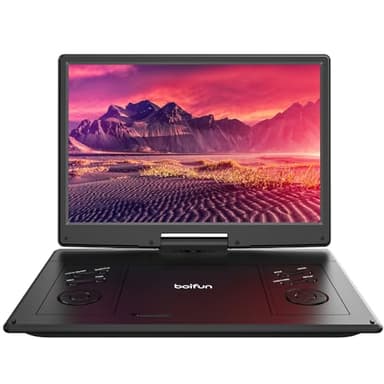 15.7" Portable DVD Player with 14.1" Large HD Screen, 6 Hours Rechargeable Battery, Support USB/SD Card/Sync TV and Multiple Disc Formats, High Volume Speaker, Classic Black, BOIFUN