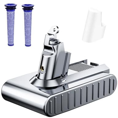 JUNWOOD 10000mAh Replacement for Dyson V6 Battery 21.6V Lithium VTC4 SV03 SV04 SV05 SV06 SV07 SV09 DC58 DC59 DC61 DC62 DC72 DC74 Absolute Animal Motorhead Slim Vacuum with 2 Filters (V6)