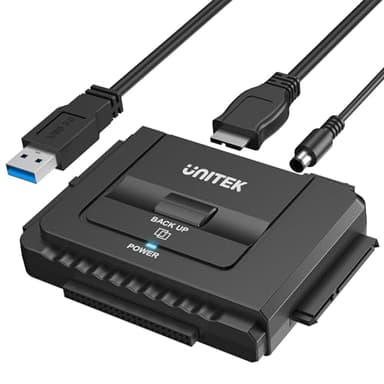 Unitek USB 3.0 to IDE and SATA Converter External Hard Drive Adapter Kit for Universal 2.5/3.5 HDD/SSD Hard Drive Disk, One Touch Backup Function, Included 12V/2A Power Adapter