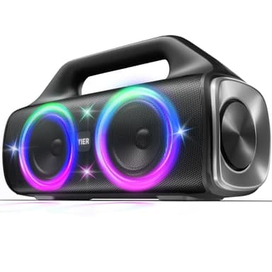 YIER Speakers, 80w (Peak) Portable Wireless Speaker with Lights, Stereo Loud Sound, IP67 Waterproof, Deep Bass Outdoor Speakers Bluetooth 5.0 Dual Pairing for Home Party Beach Camping, Gifts