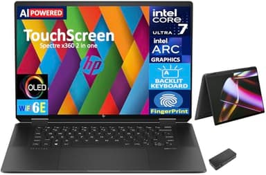 HP Spectre x360 AI Powered 2-in-1 Laptop 16.0" Touchscreen OLED 2.8K Display (Intel Ultra 7-155H, 32GB LPDDR5X, 512GB PCIe SSD, Backlit KB, Fingerprint, 2 Thunderbolt 4, Win 11 Pro) w/USB-C Dock